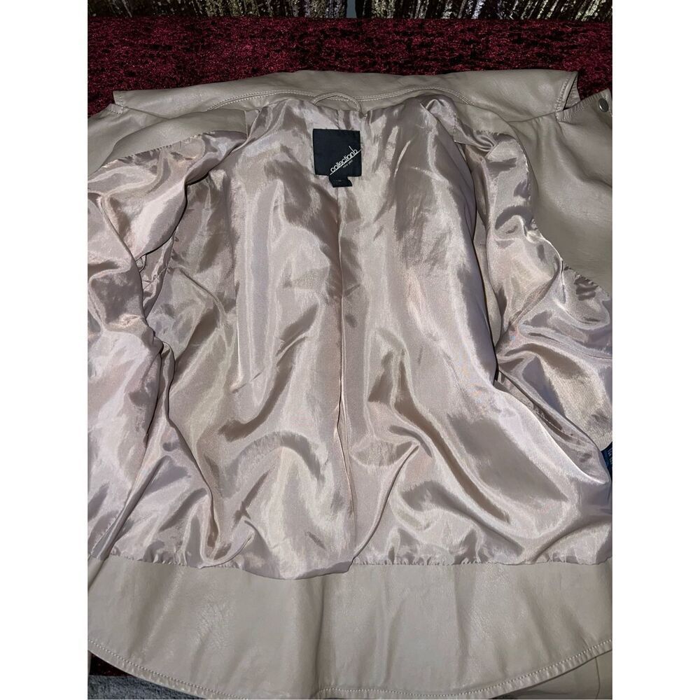 NEW Women’s Faux Leather Tan Moto Jacket XL - Picture 5 of 8